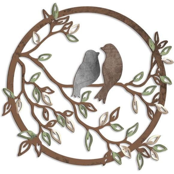 Metal Wall Art Bird on Tree Branch Bird Wall Silhouette Bird Wall Art Decor - Picture 1 of 7